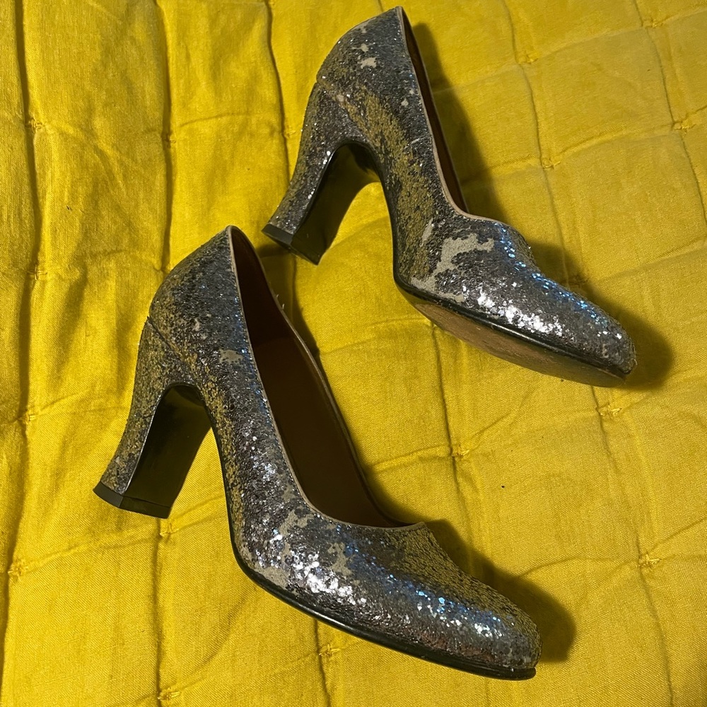 Glittery silver project Fluevogs 8.5